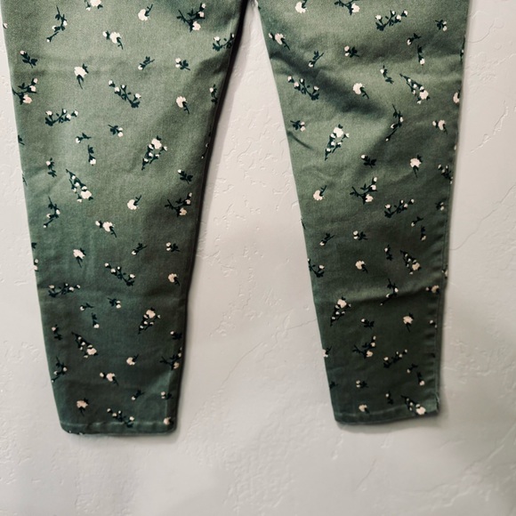 Anthropologie Tinsel Green Floral Print Pants Stretch Skinny Chino SZ 31 - Picture 8 of 16